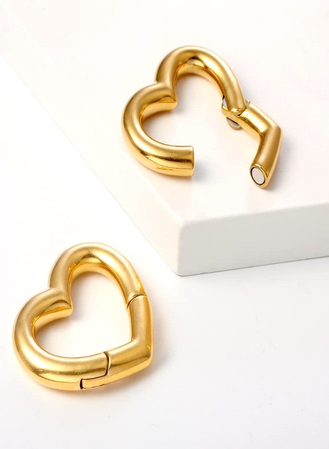 Earblity 2PCS Gold Peach Heart Ear Weights Piercing Ear Tunnels For Stretched Ears Lobe 316 Stainless Steel Ear Gauges Body Jewelry Stretchers 6mm (2g) - Image 2